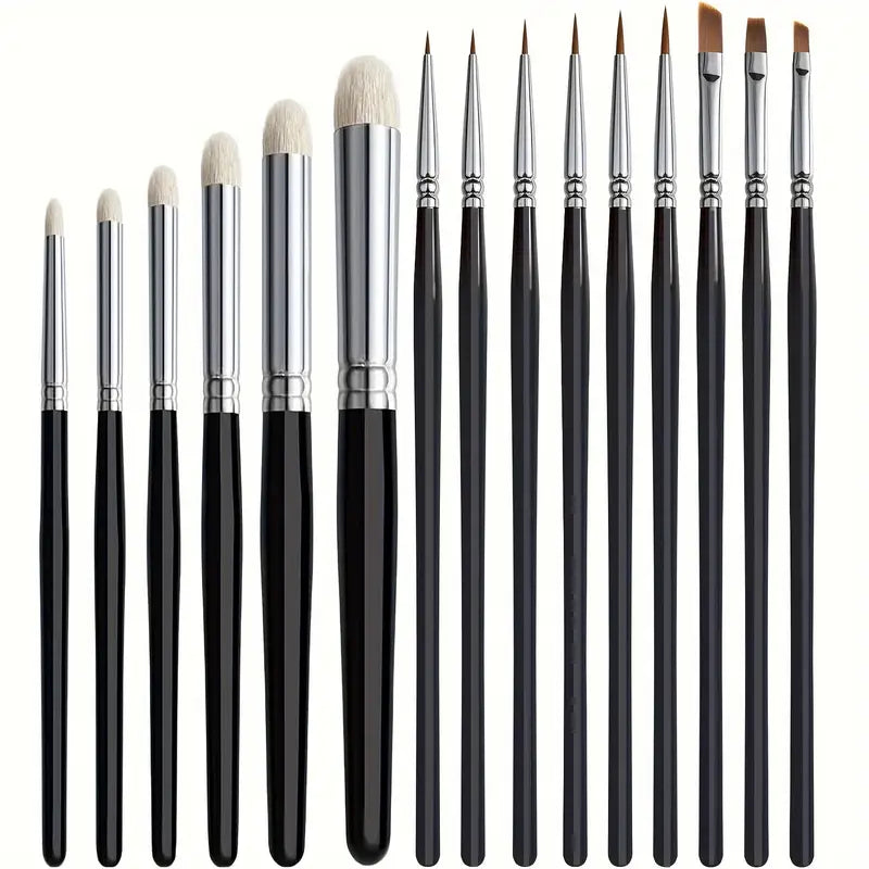15-Piece Fine Detail Paint Brush Set with Wood Handles