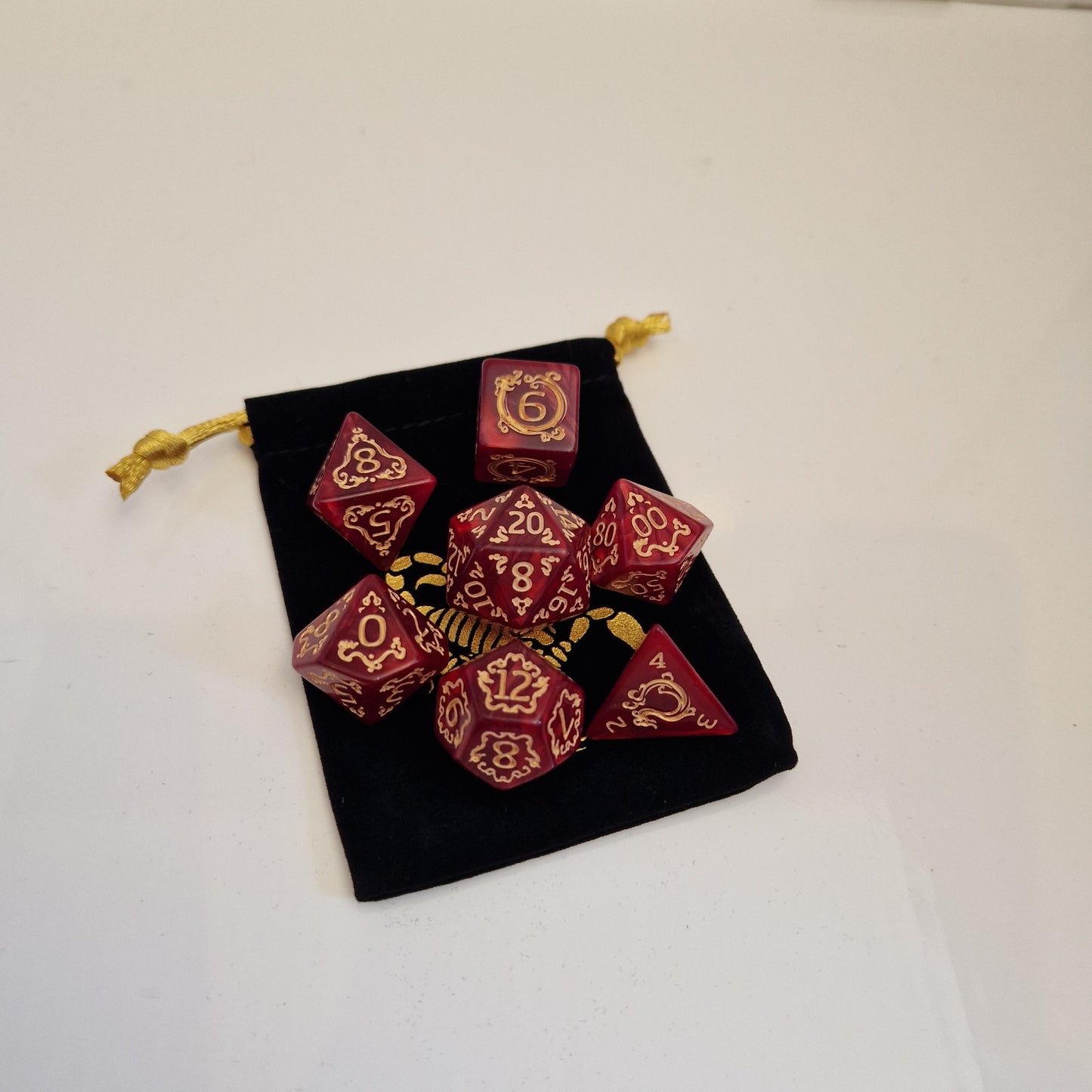 Red & Gold 7 Polyhedral Dice Set