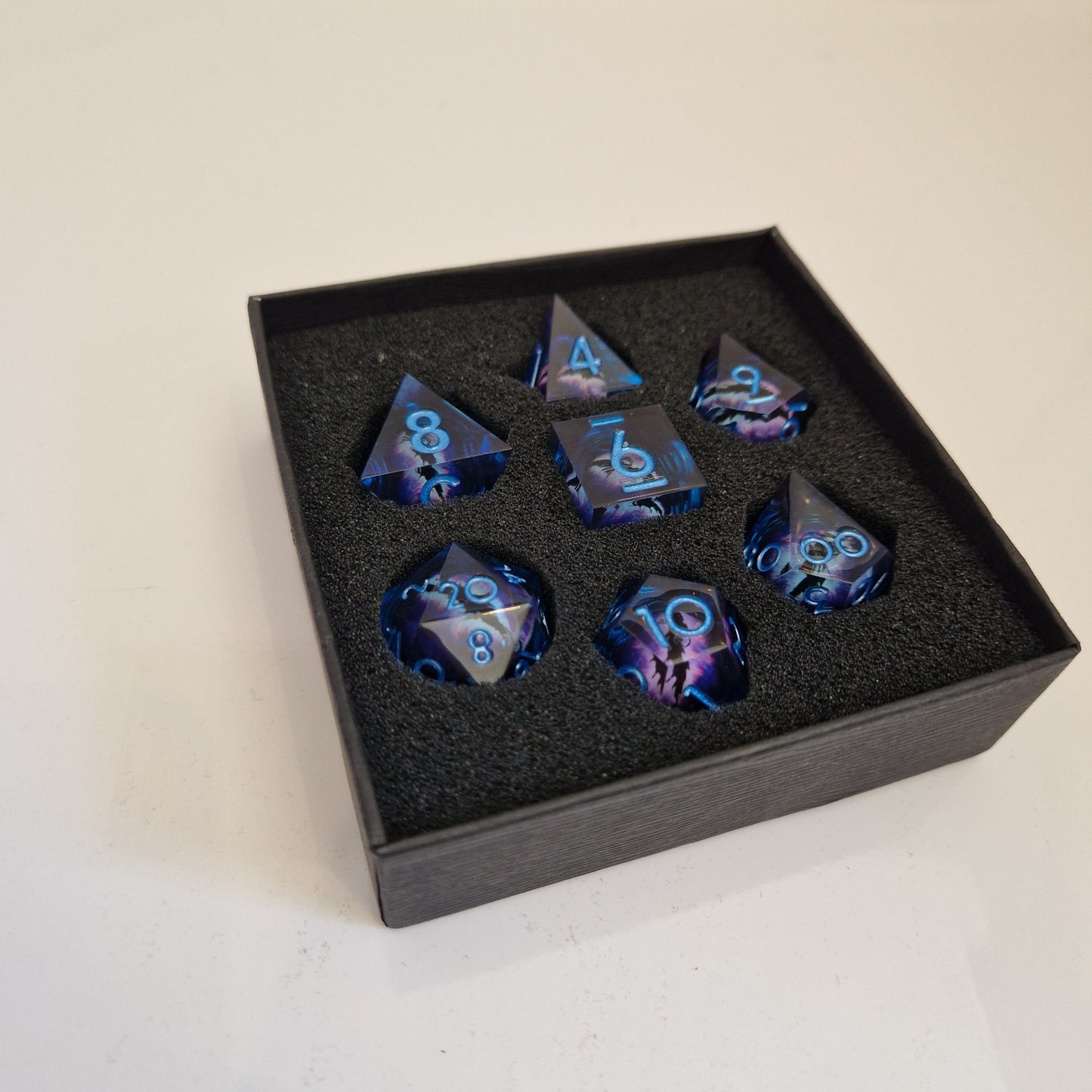 Dragon Eye Dice 7 Multi sided Polyhedral Dice | Purple & Blue