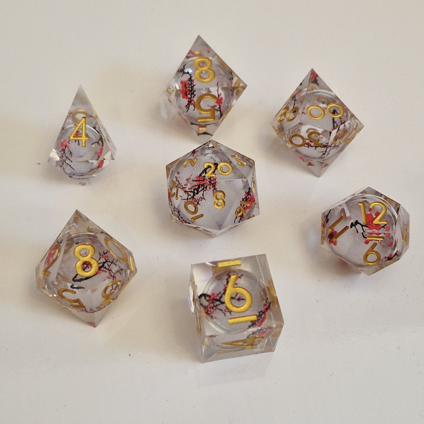 Cherry Blossom 7 Polyhedral Dice