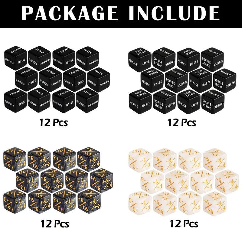 Keyword, Ability & +/- Counters | 48 Pieces, 6 Sided Dice