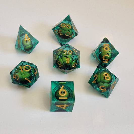 Dragon Eye Dice 7 Multi sided Polyhedral Dice | Green